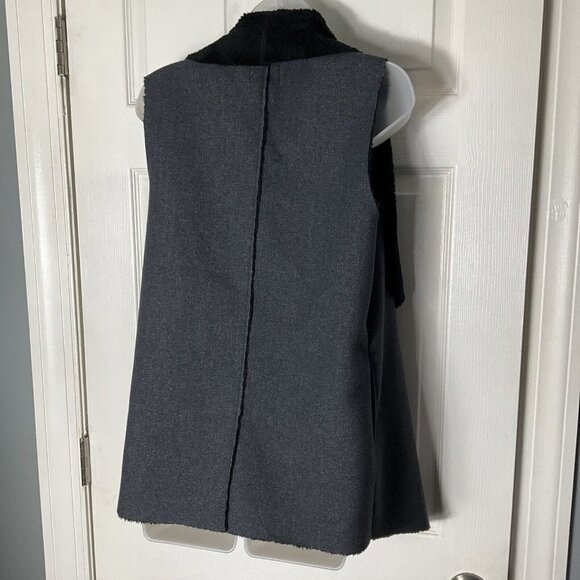 Splendid Xs Sherpa Lined Vest X - Small Gray Black Goth Preppy - Picture 8 of 13